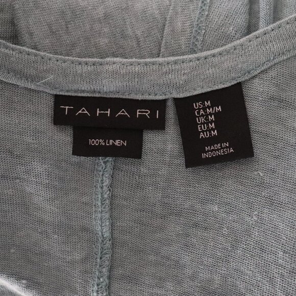 Tahari Womens Blue Sz M 100% Linen Open Front Lightweight Cardigan Sweater - Picture 8 of 9